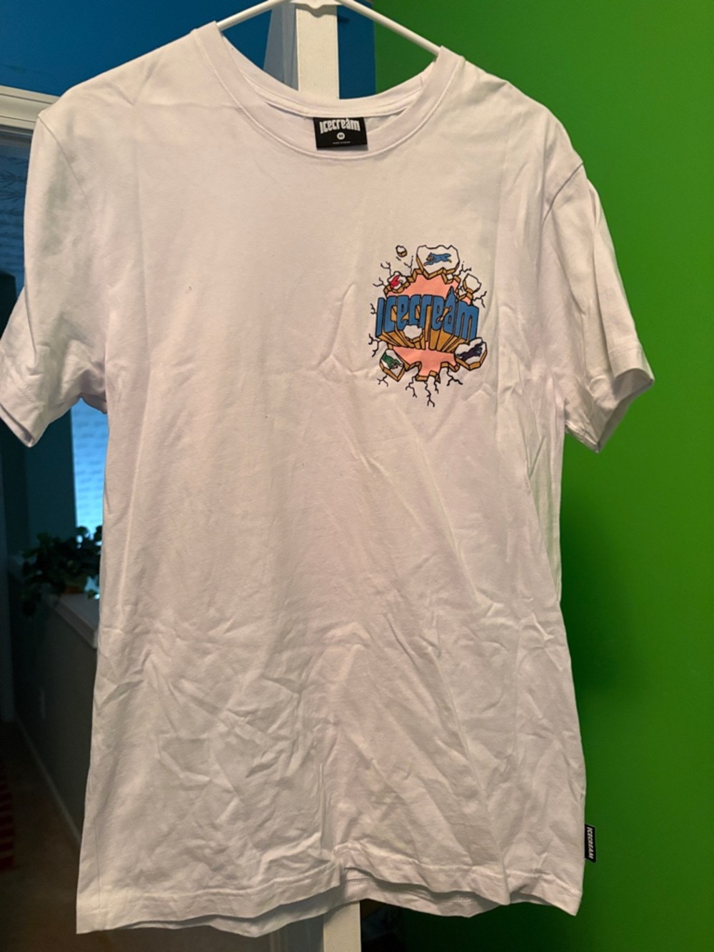 Icecream White Tee with Multicolor Chest Graphic